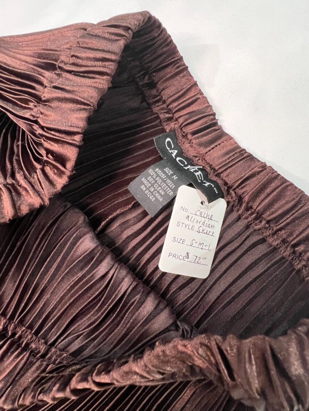 Cachet Brown Accordion Pleated Origami Maxi Skirt Size M - Picture 3 of 5
